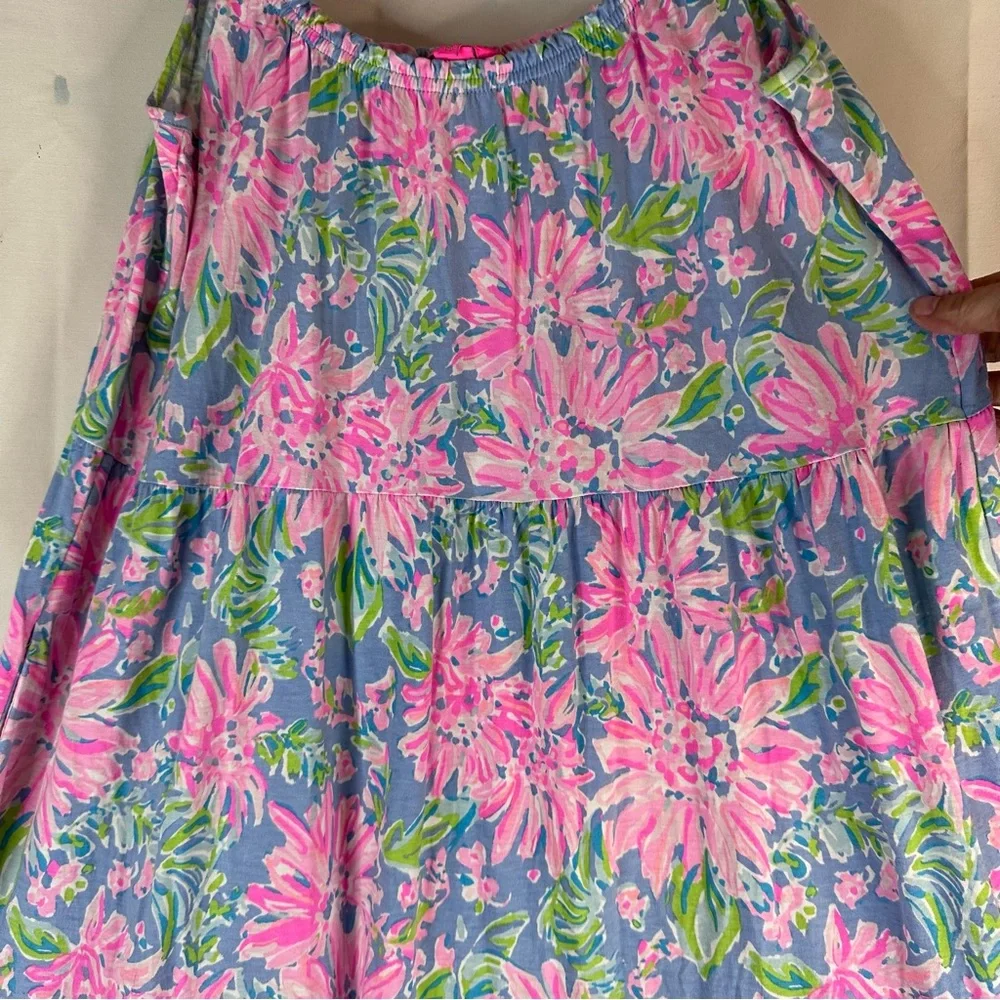 LILLY PULITZER Women’s Size M Dress Midi Floral Tiered Cotton Sleeveless